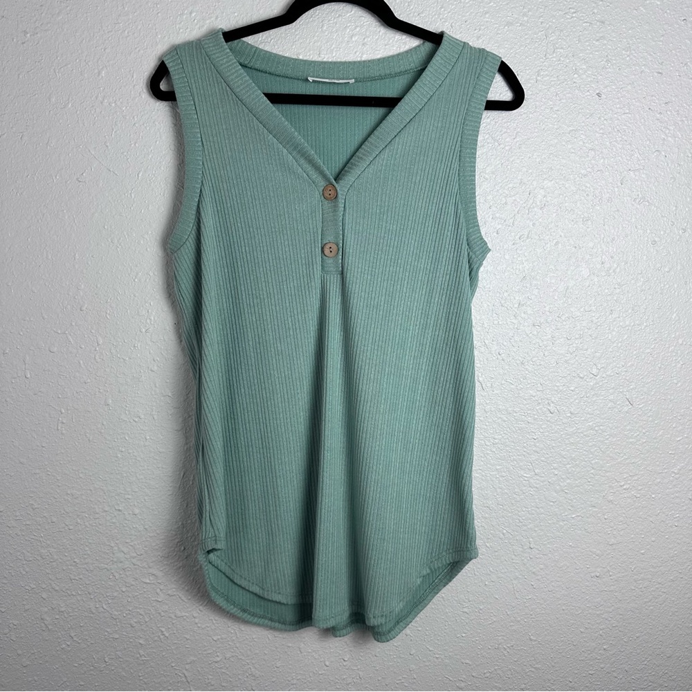 BomBom Sleeveless Ribbed Top in Mint Green Size Small